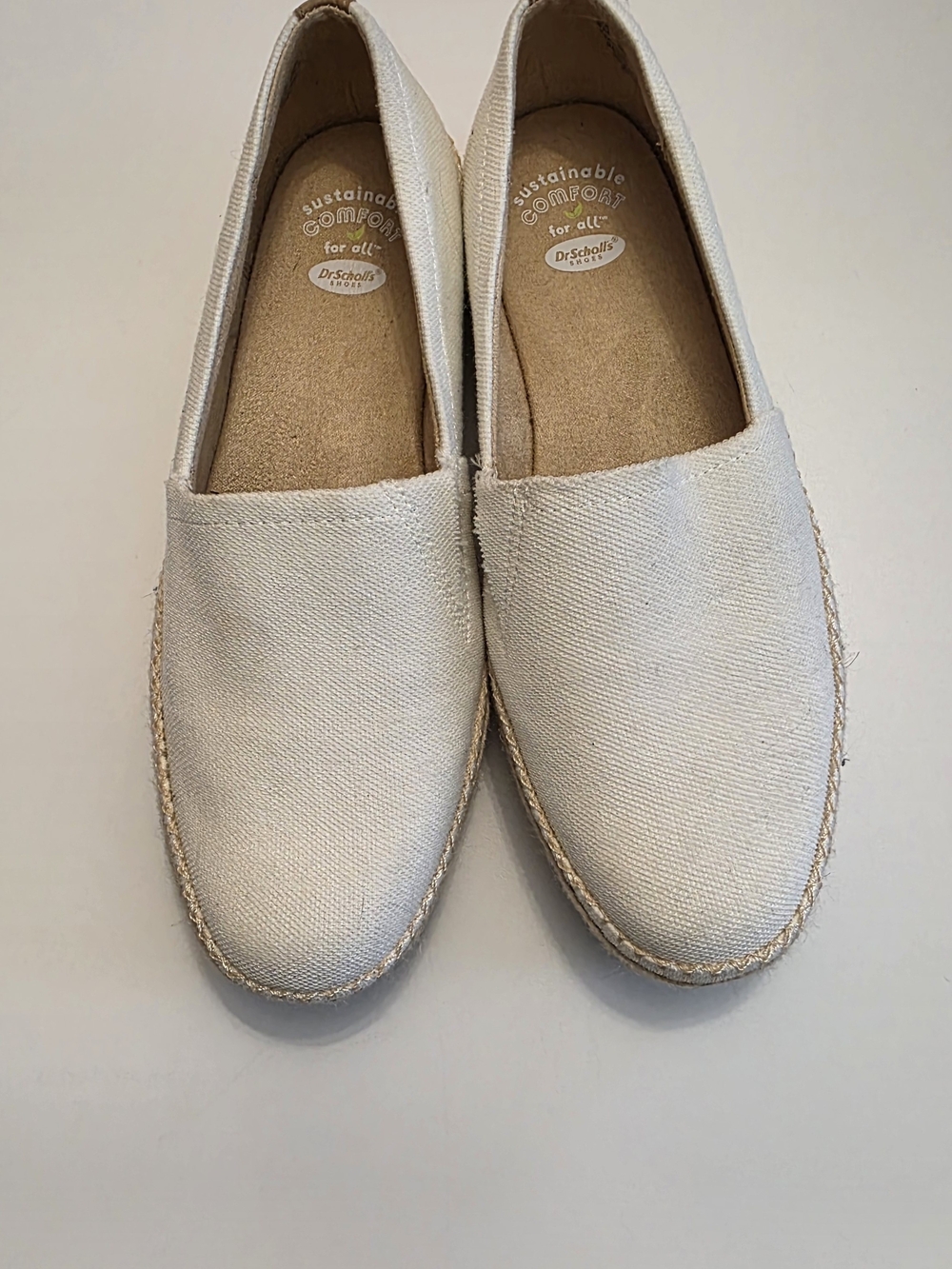 Dr. Scholl's Cream Canvas Slip-On Espadrille Flats